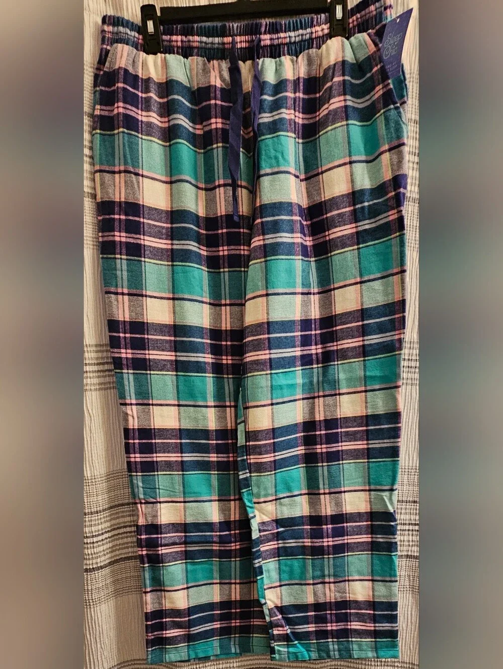 NWT- Sleep Chic Teal Navy Plaid Pajama Pants